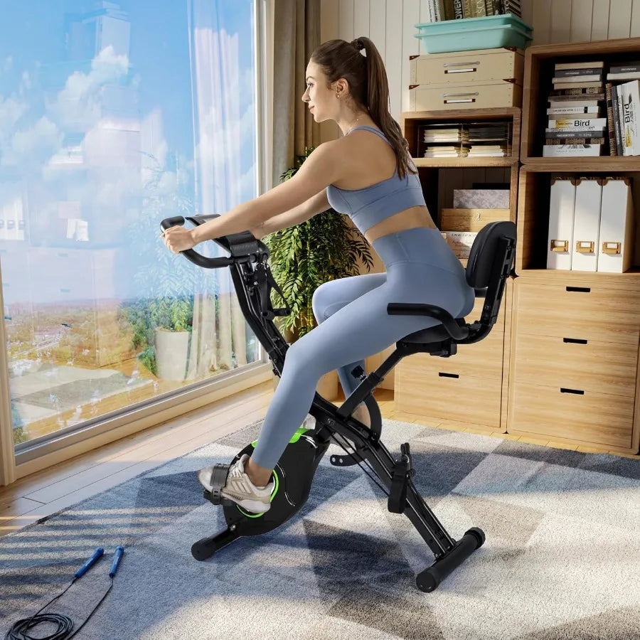 Folding Exercise Bike 5 in 1 Stationary Bike with 16-Level Adjustable Magnetic Resistance 330LB Capacity Indoor Workout