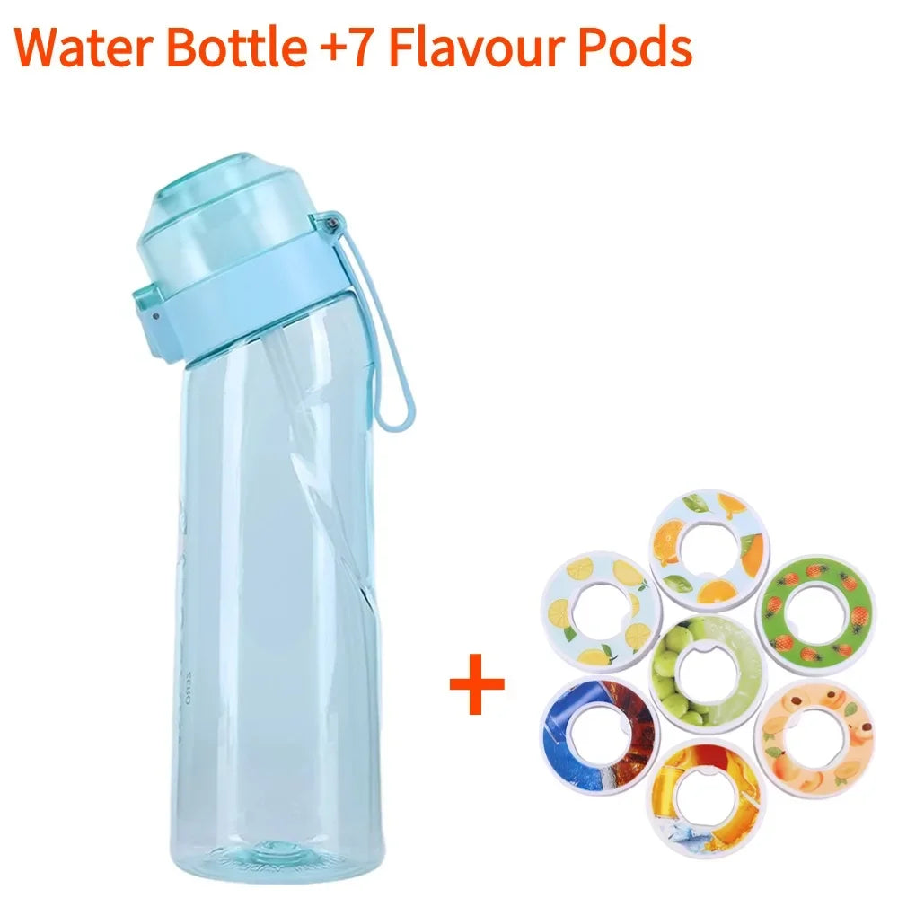 Flavored Water Bottle with 7 Flavour Pods Air Water Up Bottle Frosted Black 650ml Air Starter Up Set Water Cup for Camping Sport