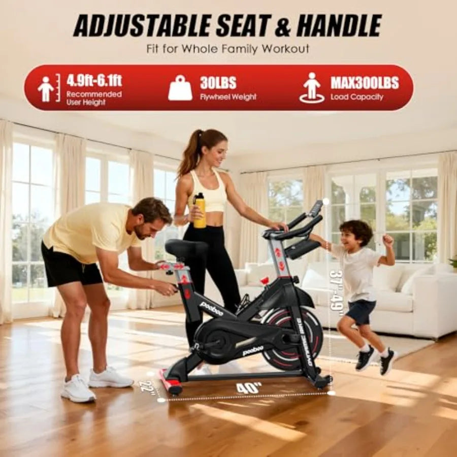 Indoor Cycling Bike for Home Cardio with Adjustable Magnetic/Brake Pad Resistance Silent Belt Drive Fitness Stationary Bike in