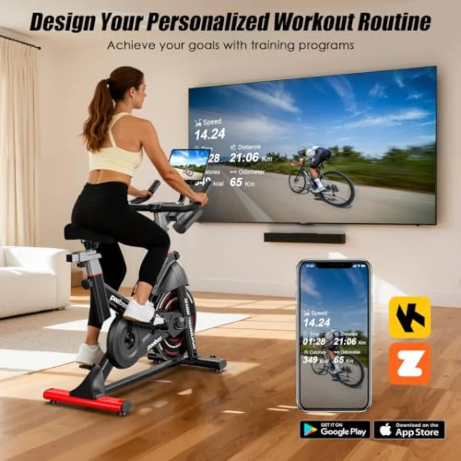 Indoor Cycling Bike for Home Cardio with Adjustable Magnetic/Brake Pad Resistance Silent Belt Drive Fitness Stationary Bike in
