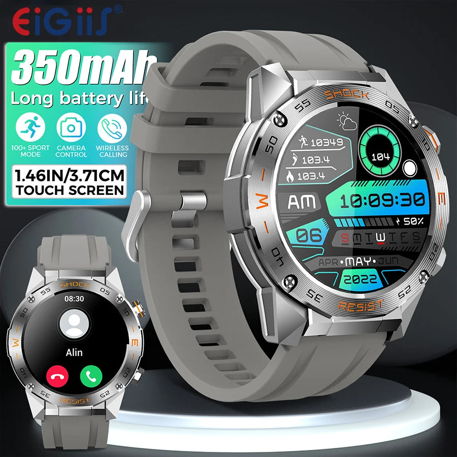 LaNikar New Military Smart Watch for Men1.46"Fitness Tactical Smartwatch with Multiple Sports Modes Heart RateSpO2 Sleep Tracker
