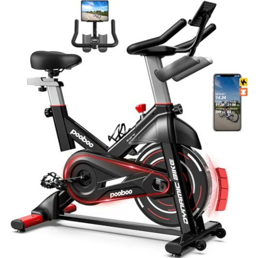 Indoor Cycling Bike for Home Cardio with Adjustable Magnetic/Brake Pad Resistance Silent Belt Drive Fitness Stationary Bike in