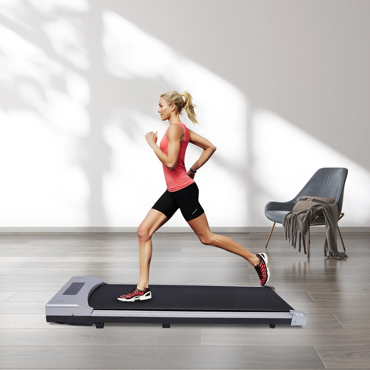 Treadmill, 0.65-3hp Desktop Electric Treadmill, Installation Free, Remote Control, LED Display Screen, Home Walking and Jogging