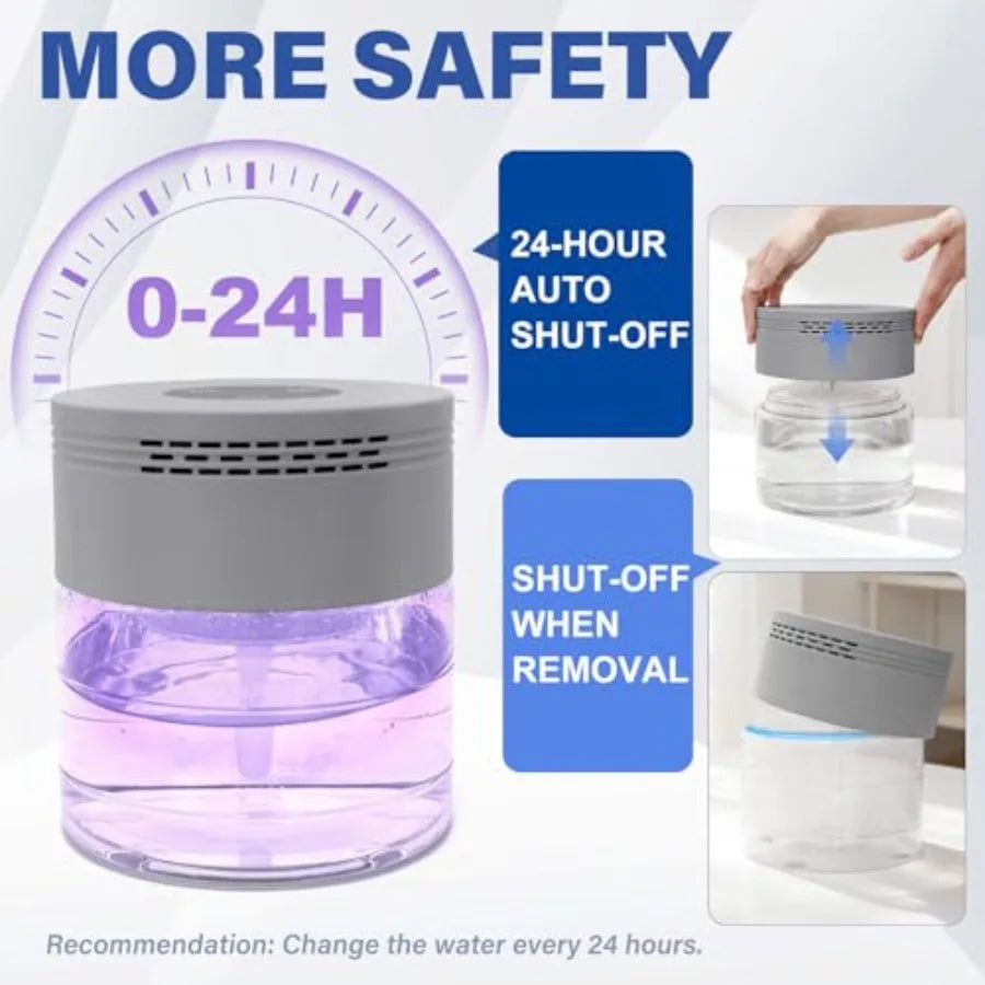 Water Air Purifier for Home with 24H Auto Shut-off 3 Speeds Air Washer with 8 LED Night Lights Air Freshener Revitalizer for Be