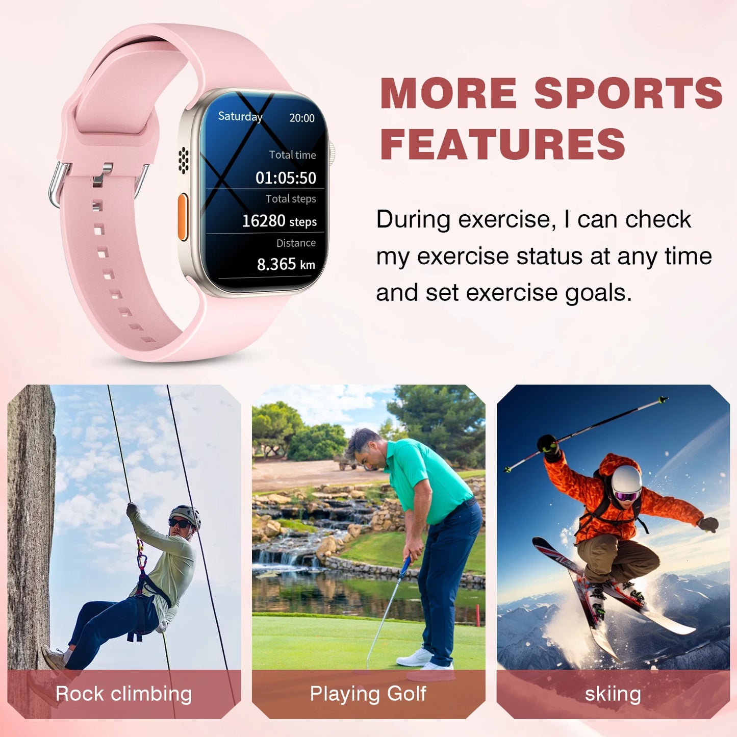 Multifunctional smart watch, wireless calling, message reminder, multi-sport mode, multi-app reminder, suitable for men/women