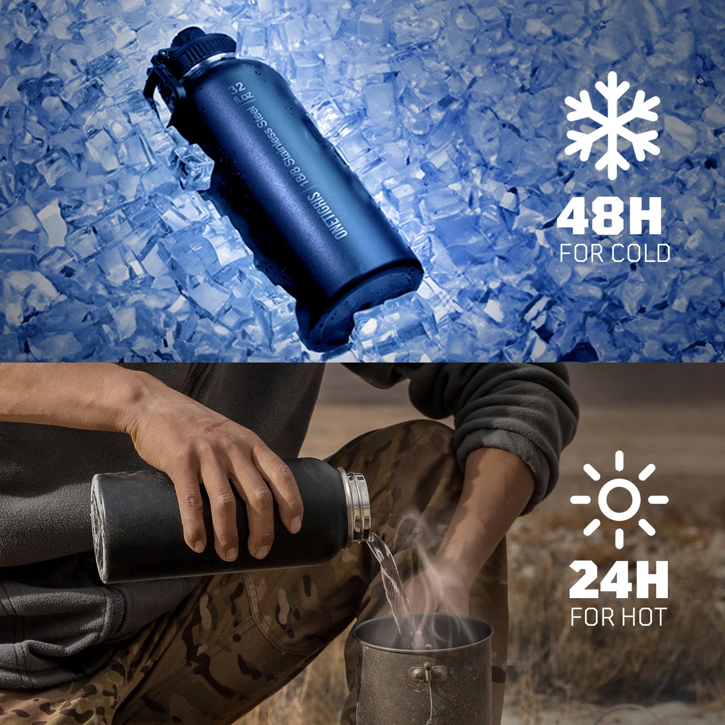 ONETIGRIS 32oz Insulated Water Bottle with Straw, 3 Lids, Sleeve, Leakproof Stainless Steel Thermos for Travel, Hiking, Gym