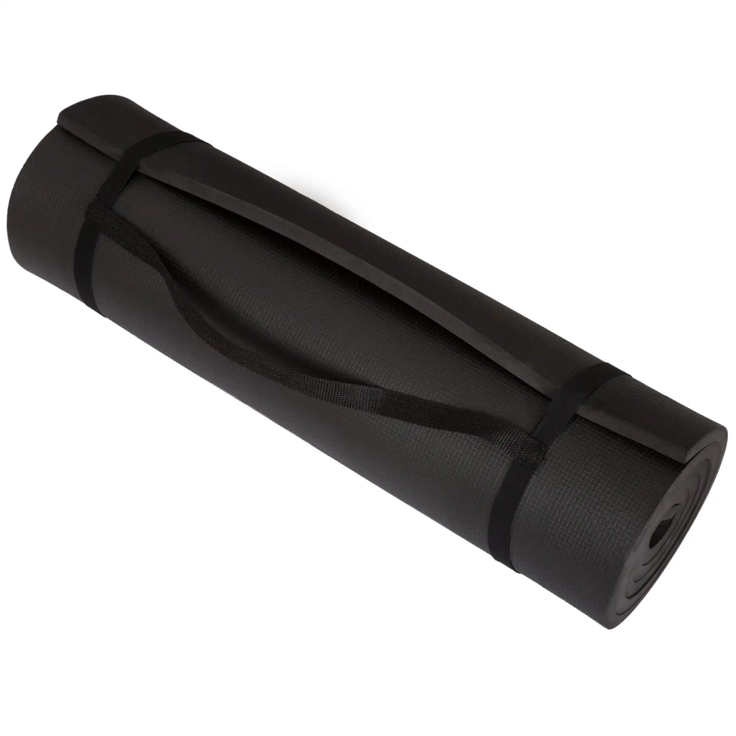 Outdoors Extra-Thick, Non-Slip, Foam Yoga Mat with Carrying Strap, 72" x 24", Black