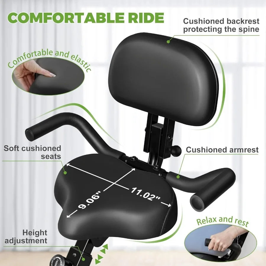 Folding Exercise Bike 5 in 1 Stationary Bike with 16-Level Adjustable Magnetic Resistance 330LB Capacity Indoor Workout