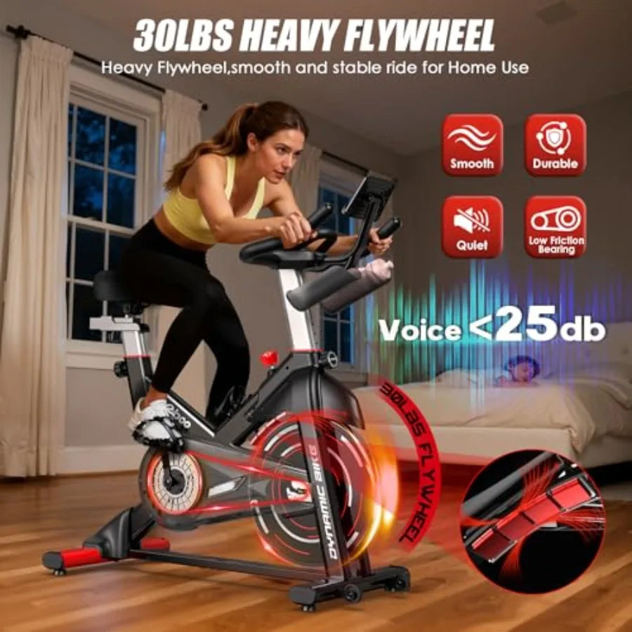 Indoor Cycling Bike for Home Cardio with Adjustable Magnetic/Brake Pad Resistance Silent Belt Drive Fitness Stationary Bike in
