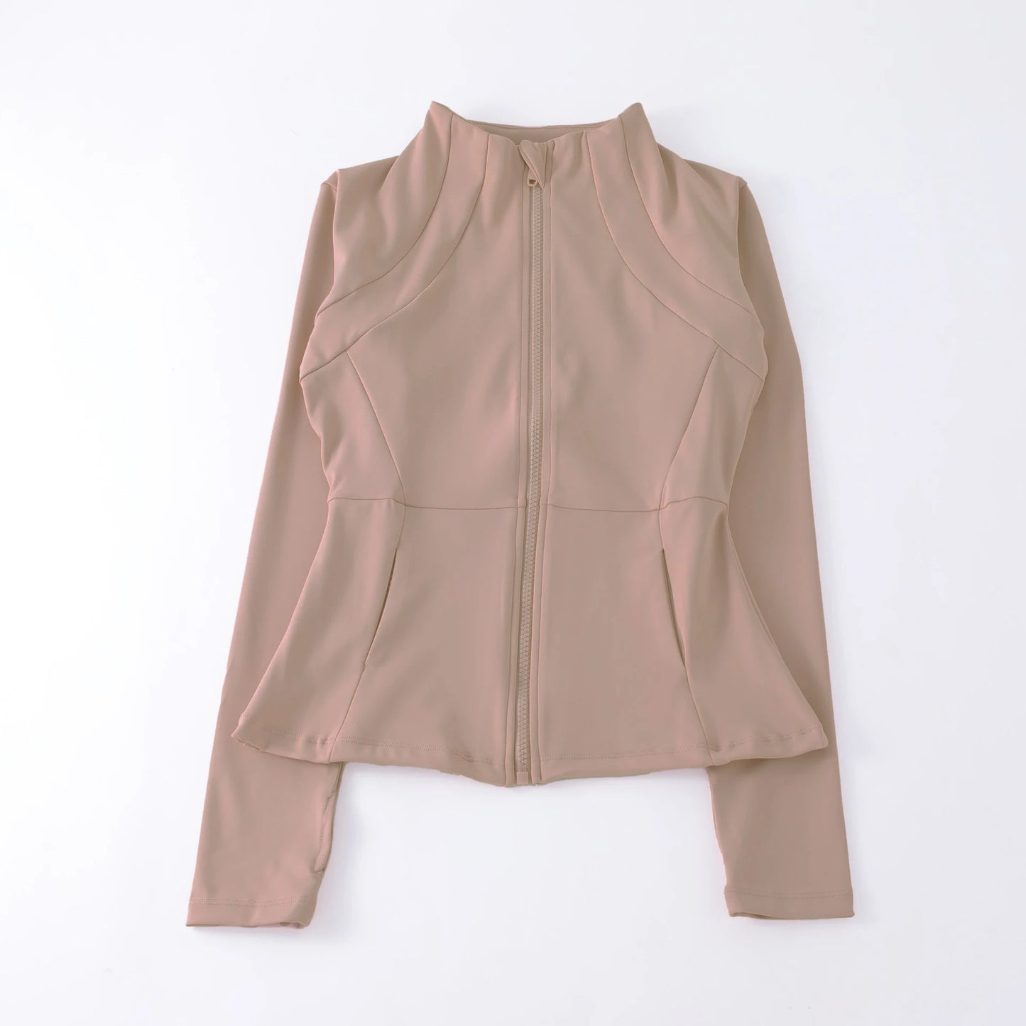 New yoga wear ladies coat round high elastic loose exercise yoga fitness long sleeve stand-up collar  yoga tops