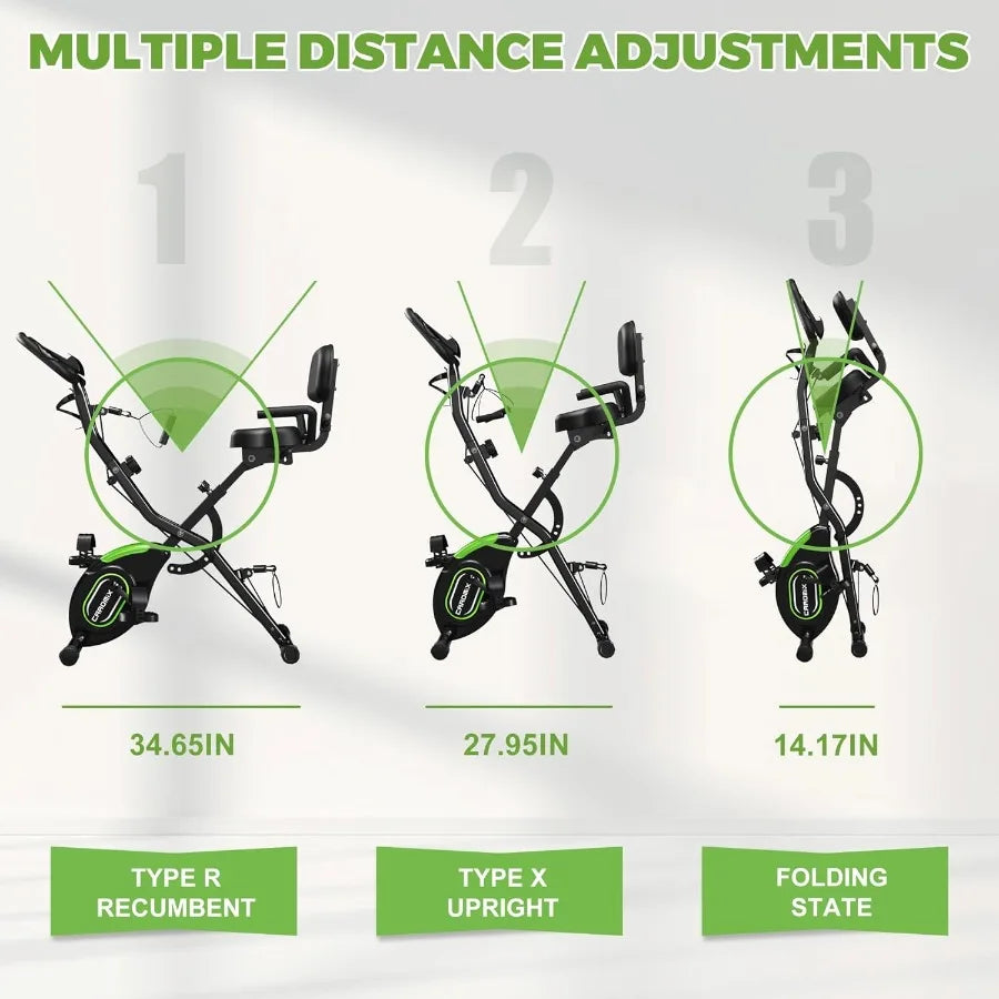 Folding Exercise Bike 5 in 1 Stationary Bike with 16-Level Adjustable Magnetic Resistance 330LB Capacity Indoor Workout