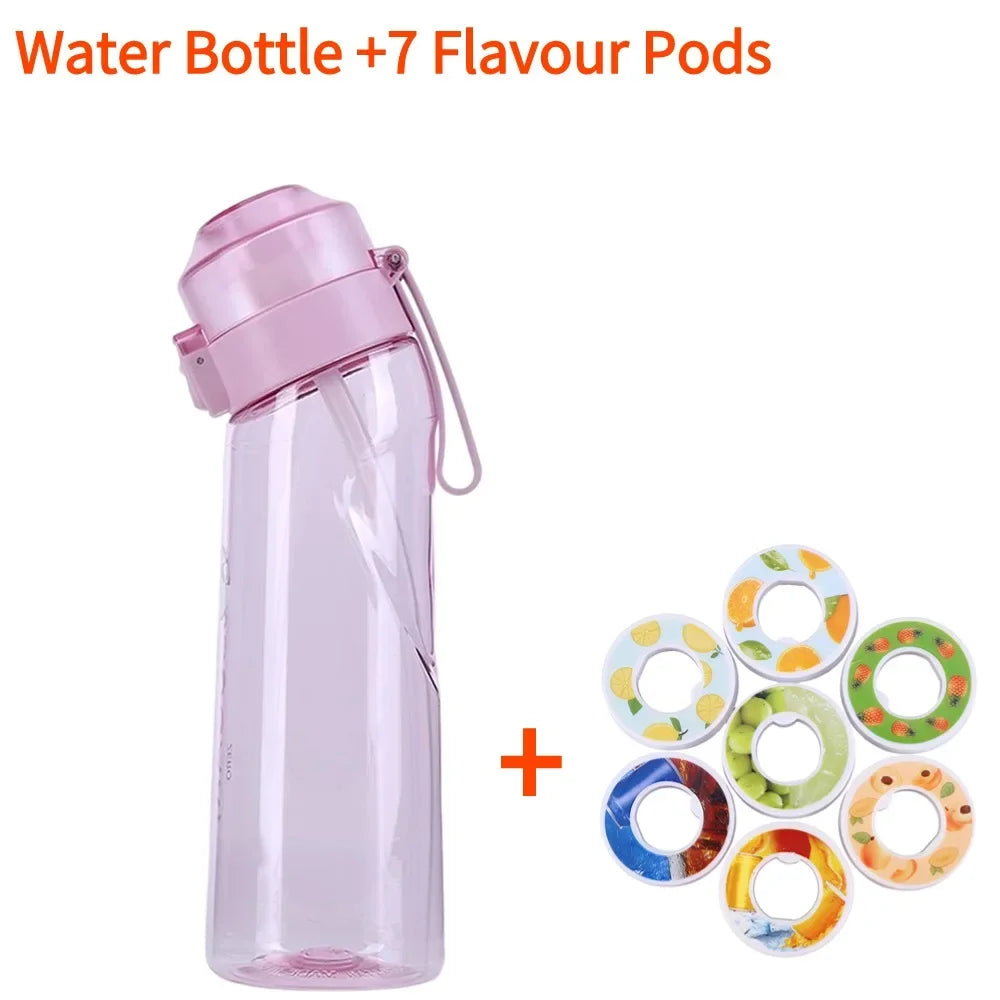 Flavored Water Bottle with 7 Flavour Pods Air Water Up Bottle Frosted Black 650ml Air Starter Up Set Water Cup for Camping Sport