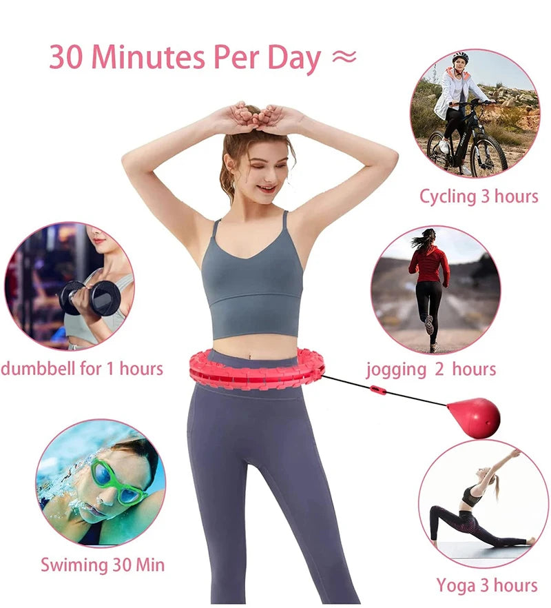 Weighted Fitness Circle Hoops for Adults Weight Loss Plus Size for Adults Smart Exercise 2 in 1 Adjustable with Detachable Knots