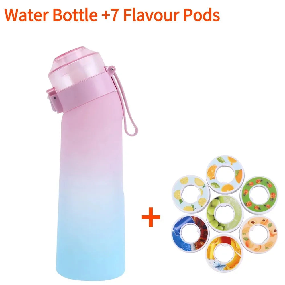 Flavored Water Bottle with 7 Flavour Pods Air Water Up Bottle Frosted Black 650ml Air Starter Up Set Water Cup for Camping Sport