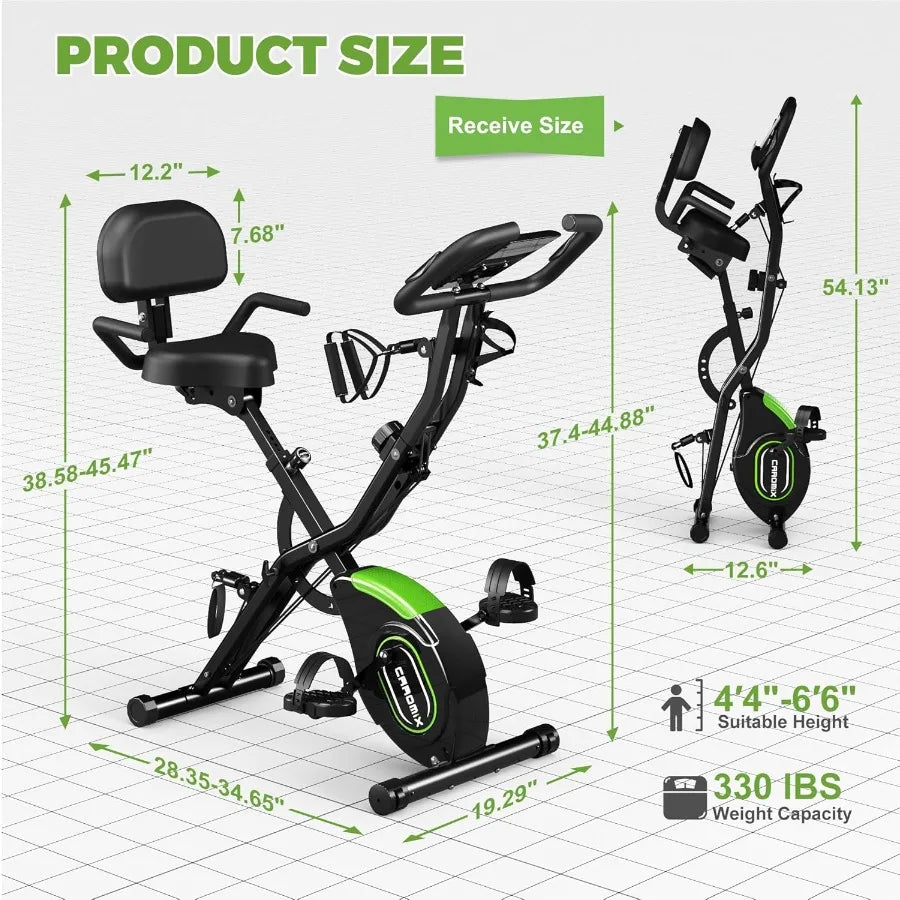 Folding Exercise Bike 5 in 1 Stationary Bike with 16-Level Adjustable Magnetic Resistance 330LB Capacity Indoor Workout