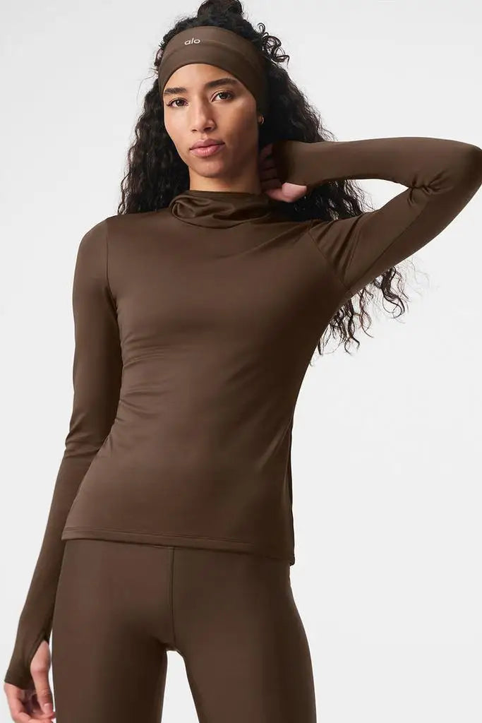 Alo Yoga Women's Thermal Long Sleeve Running T-Shirt Front Zip-Up Fitness Sportswear for Enthusiasts