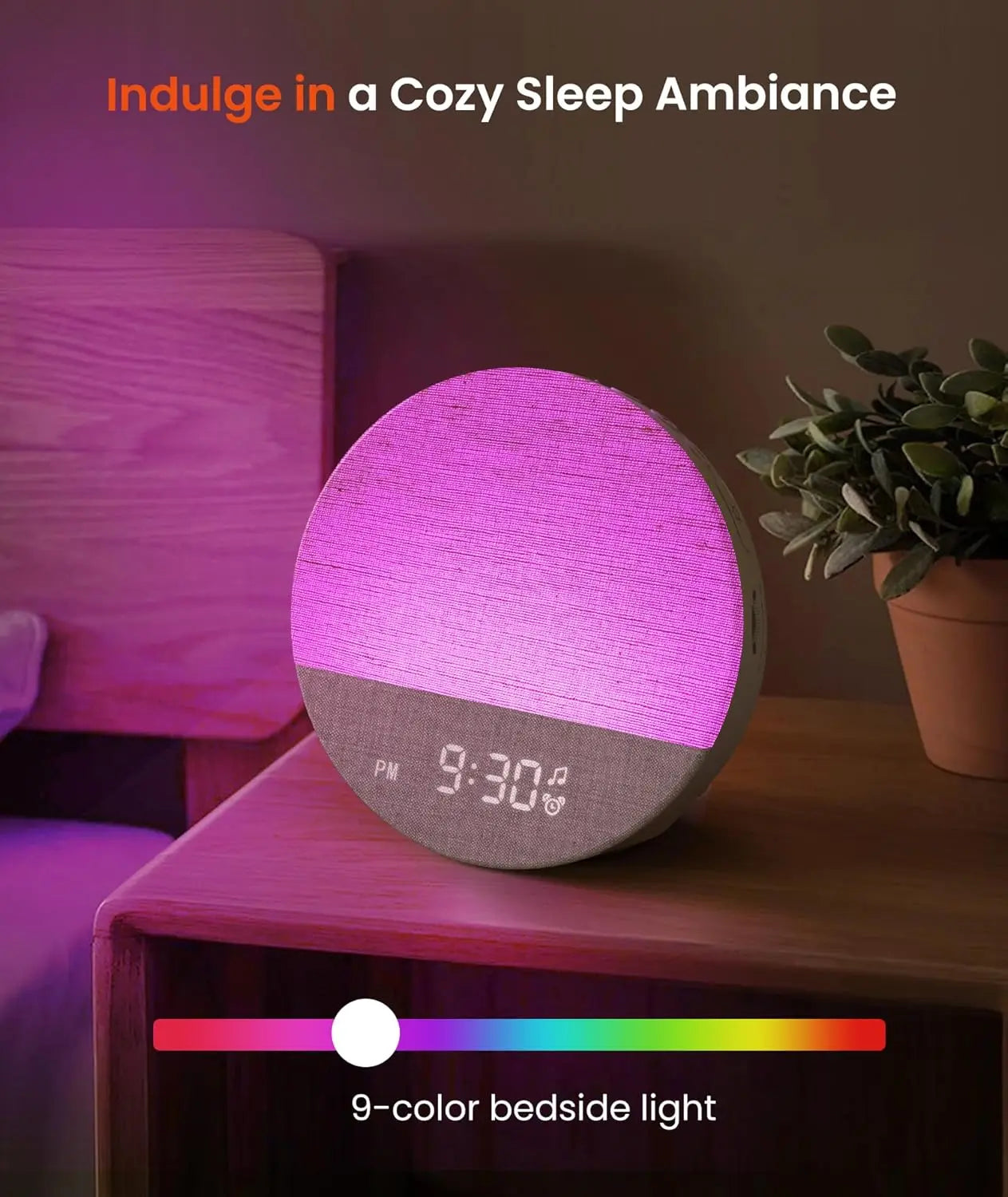 Sunrise Alarm Clock with Sound Machine, Customizable Sleep Routines, Dimmable Night Light, 29 Soothing Sounds for Bedrooms