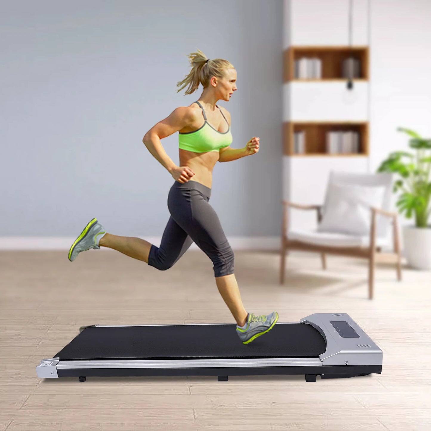 Treadmill, 0.65-3hp Desktop Electric Treadmill, Installation Free, Remote Control, LED Display Screen, Home Walking and Jogging