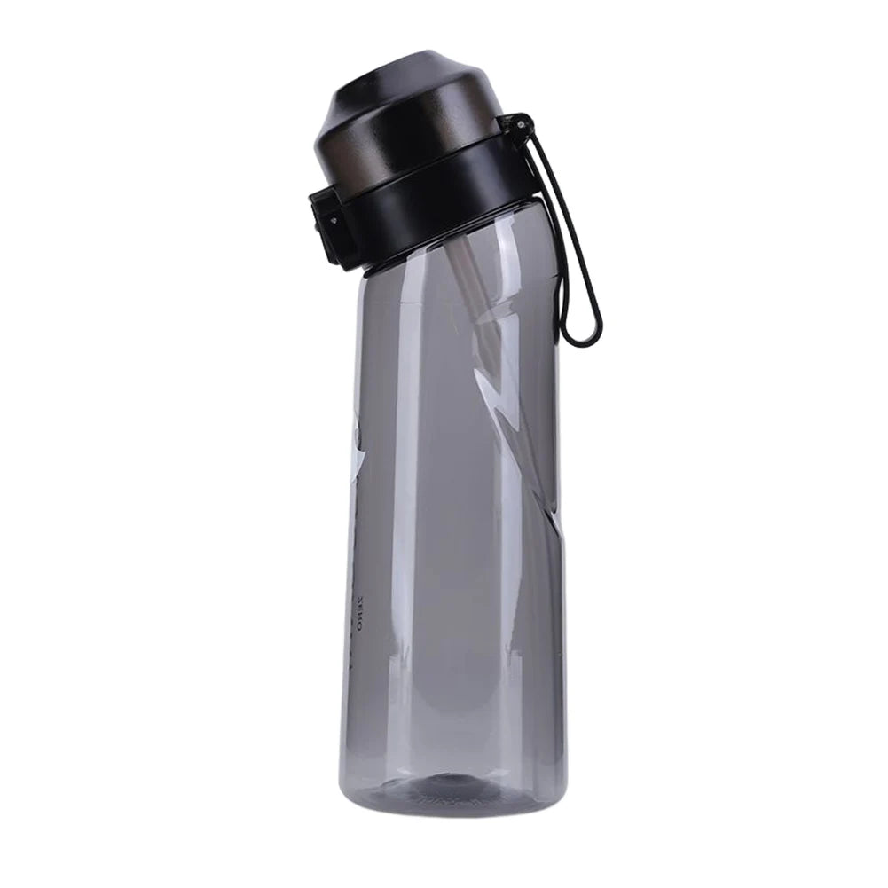Flavored Water Bottle with 7 Flavour Pods Air Water Up Bottle Frosted Black 650ml Air Starter Up Set Water Cup for Camping Sport