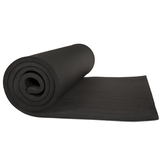 Outdoors Extra-Thick, Non-Slip, Foam Yoga Mat with Carrying Strap, 72" x 24", Black