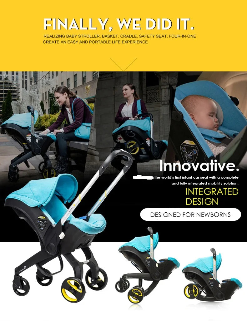 Portable Baby Stroller with Car Safety Seat 4-in-1 Pram Foldable Lightweight Travel System Buggy Newborn New Model Carriage