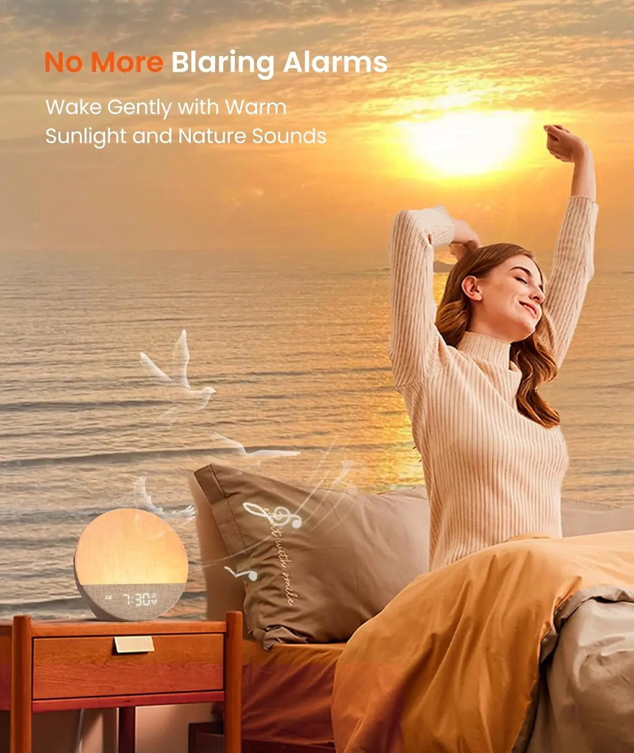 Sunrise Alarm Clock with Sound Machine, Customizable Sleep Routines, Dimmable Night Light, 29 Soothing Sounds for Bedrooms