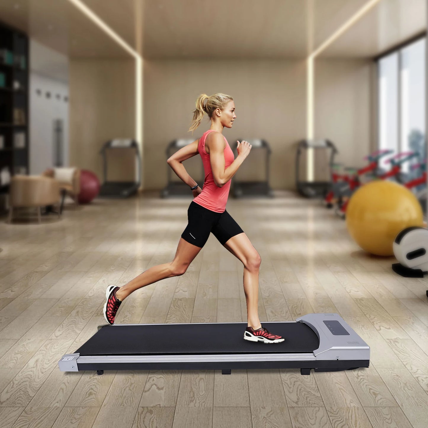 Treadmill, 0.65-3hp Desktop Electric Treadmill, Installation Free, Remote Control, LED Display Screen, Home Walking and Jogging