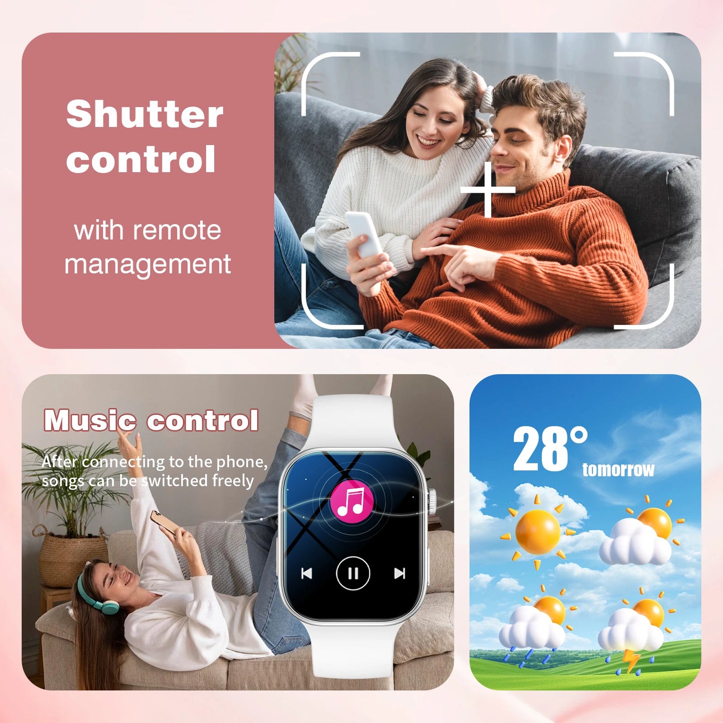 Multifunctional smart watch, wireless calling, message reminder, multi-sport mode, multi-app reminder, suitable for men/women