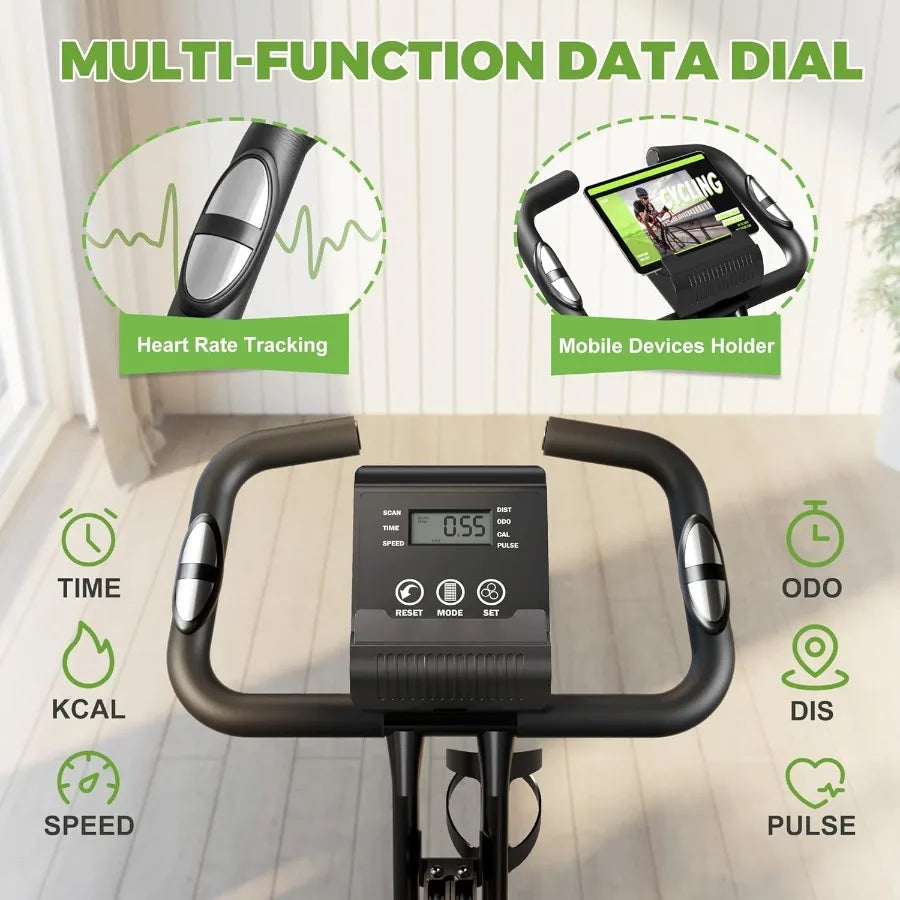 Folding Exercise Bike 5 in 1 Stationary Bike with 16-Level Adjustable Magnetic Resistance 330LB Capacity Indoor Workout