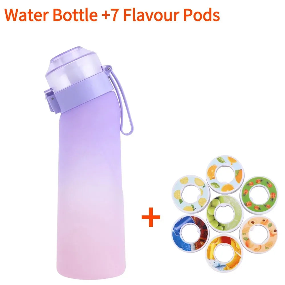 Flavored Water Bottle with 7 Flavour Pods Air Water Up Bottle Frosted Black 650ml Air Starter Up Set Water Cup for Camping Sport