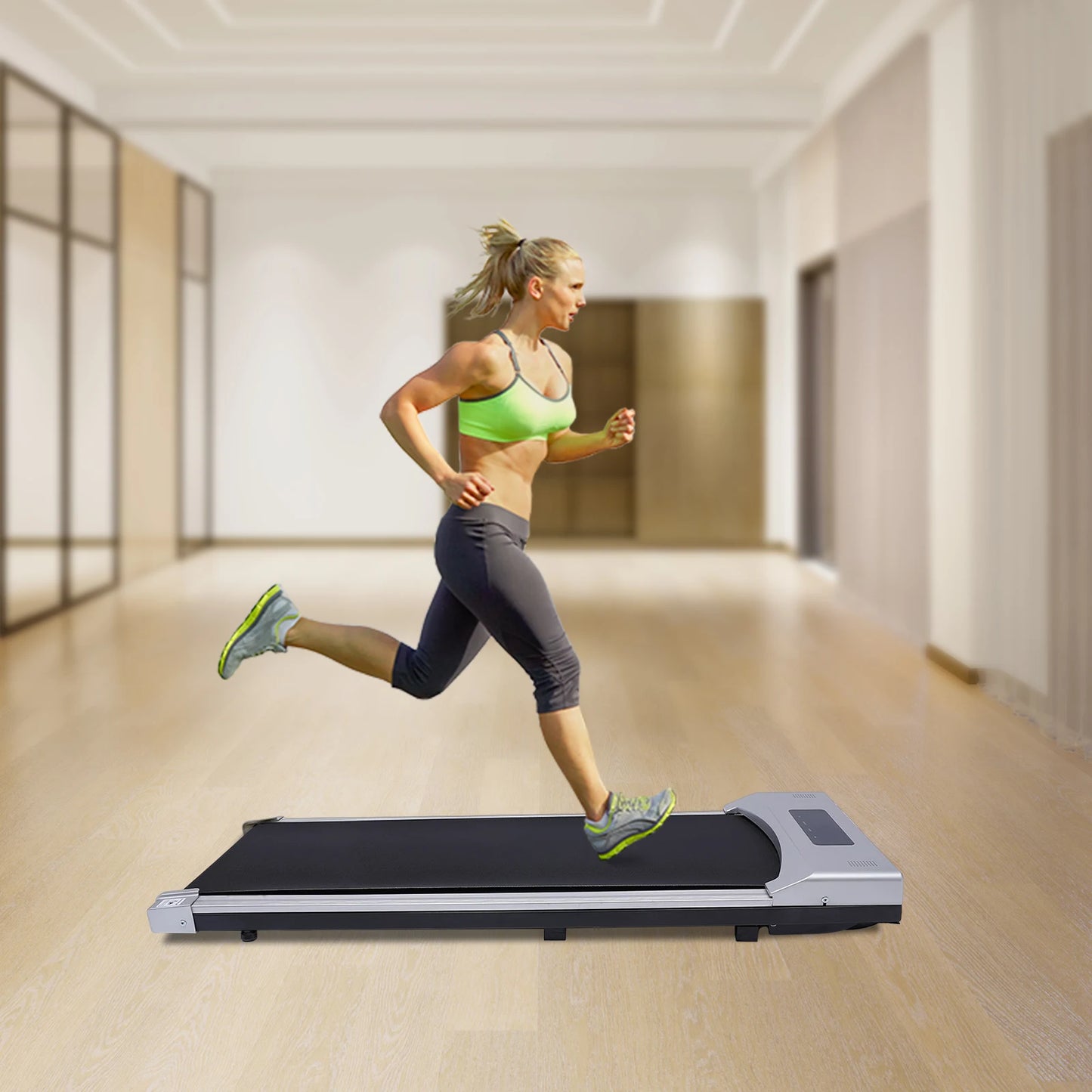 Treadmill, 0.65-3hp Desktop Electric Treadmill, Installation Free, Remote Control, LED Display Screen, Home Walking and Jogging