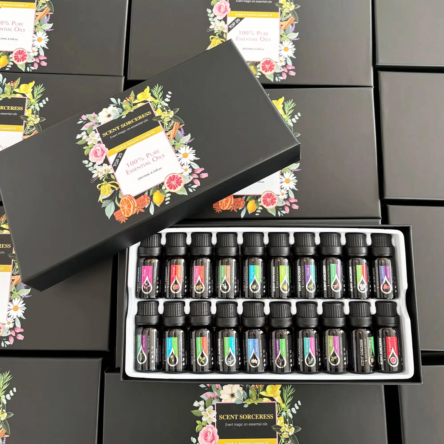 20pcs/set Essential Oil Set Lavender Eucalyptus Sweet Orange Lemon Massage Spa Aromatherapy Fragrance Oil for Humidifier Diffuse