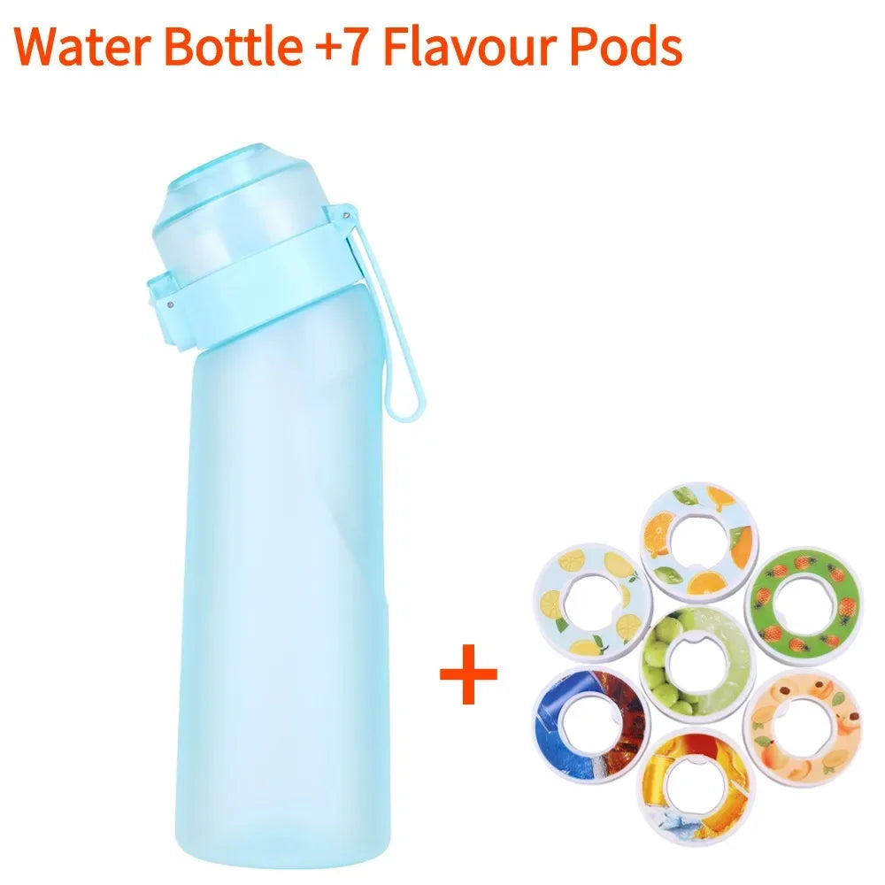 Flavored Water Bottle with 7 Flavour Pods Air Water Up Bottle Frosted Black 650ml Air Starter Up Set Water Cup for Camping Sport