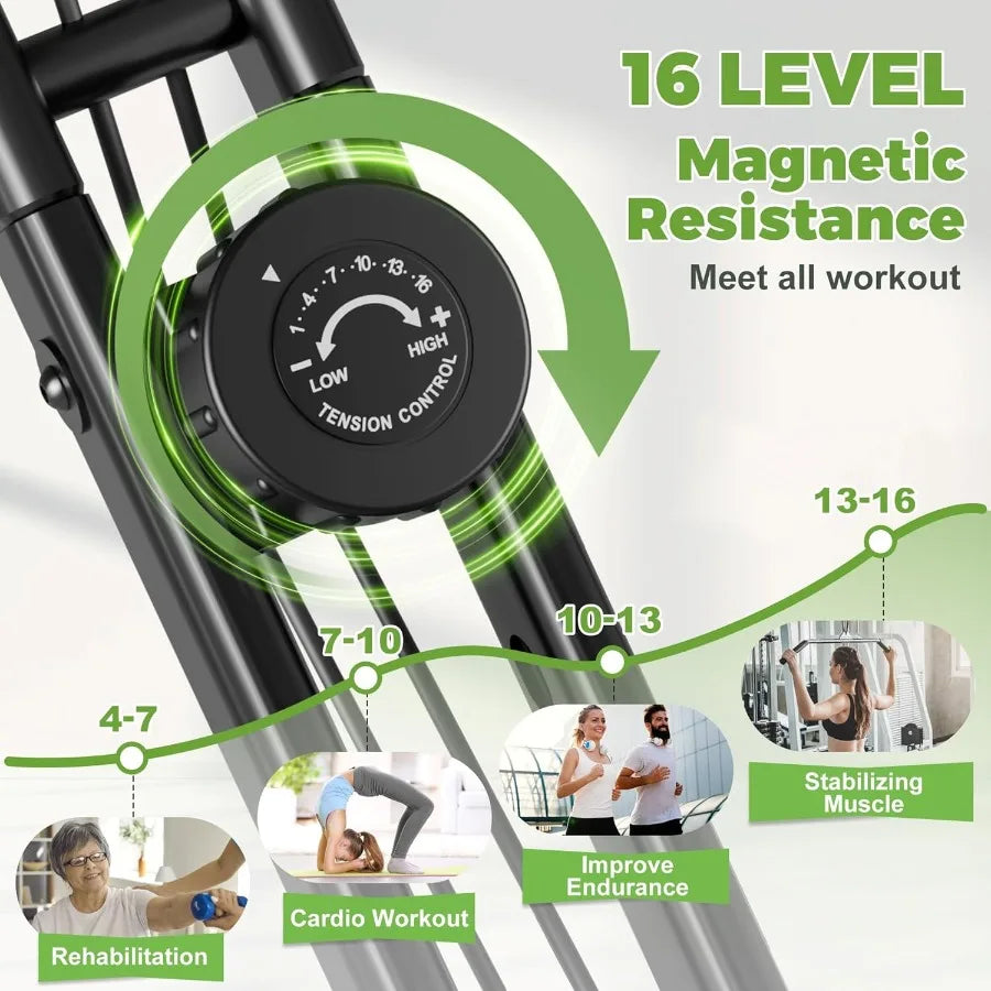 Folding Exercise Bike 5 in 1 Stationary Bike with 16-Level Adjustable Magnetic Resistance 330LB Capacity Indoor Workout