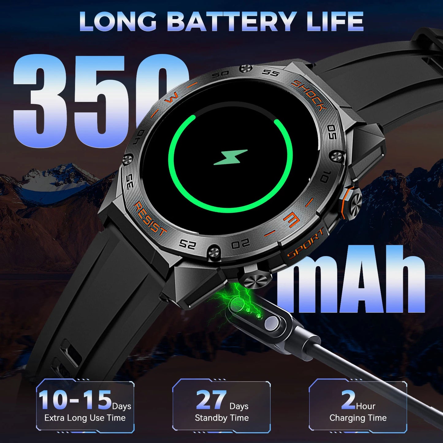 LaNikar New Military Smart Watch for Men1.46"Fitness Tactical Smartwatch with Multiple Sports Modes Heart RateSpO2 Sleep Tracker